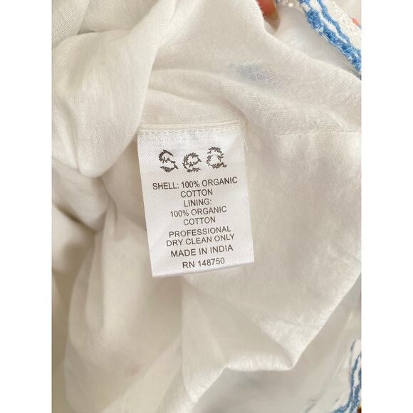 SEA NEW YORK Tuckernuck Cream Renee Embroidery Strawberry Scallop Mini Dress Sm - Picture 11 of 11